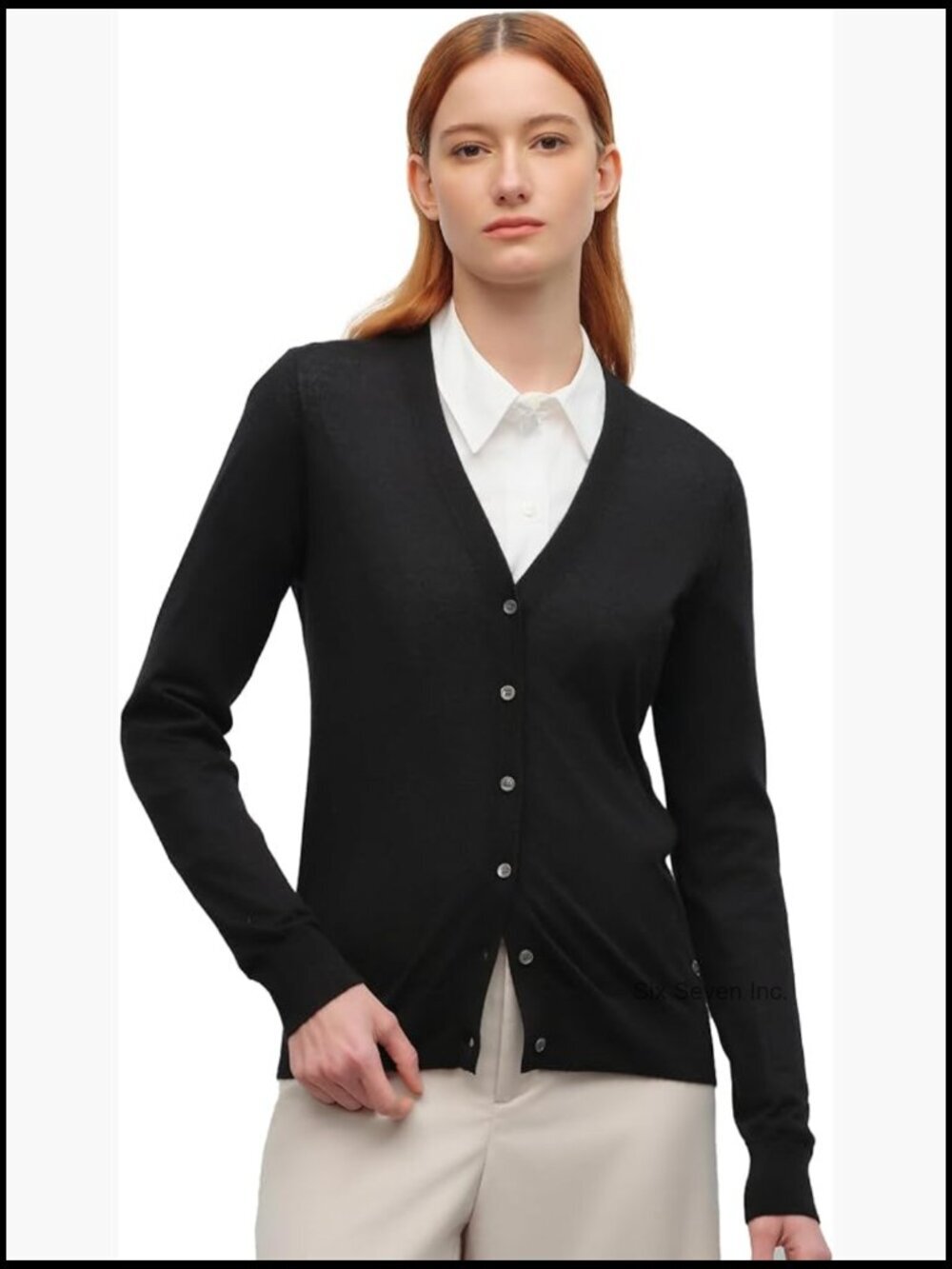 70% Cashmere 30% Silk V-Neck Ribbed Cardigan Fine Knit